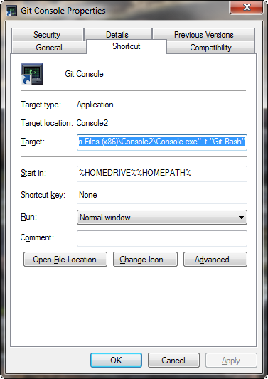 Git Bash Console2 Shortcut