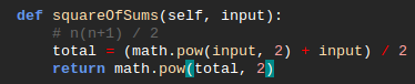 Square of Sums method