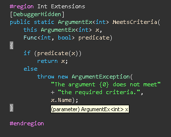Code for MeetsCriteria extension method. Code for MeetsCriteria extension method.