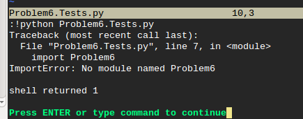 Output from run of first test.